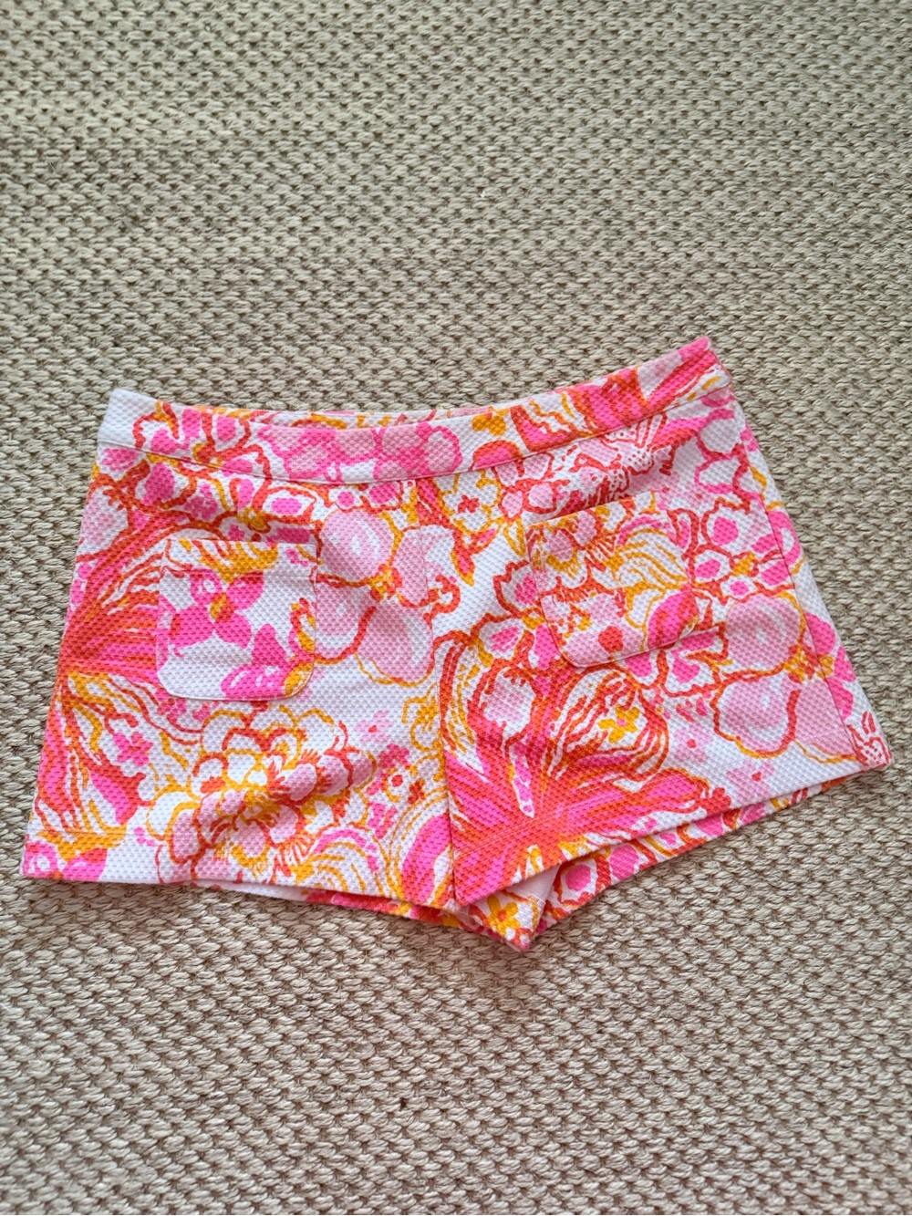 Lilly Pulitzer Pink, Orange & White Floral High Waist Shorts